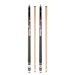 ASKA Set of 2 Poker Theme Pool Cue Sticks – Aces & Jokers, 58" 2-Piece Billiard Cues, 13mm Hard Tip, Canadian Hard Rock Maple Shaft, 5/16x18 Joint, Nylon Wrap, 19 oz