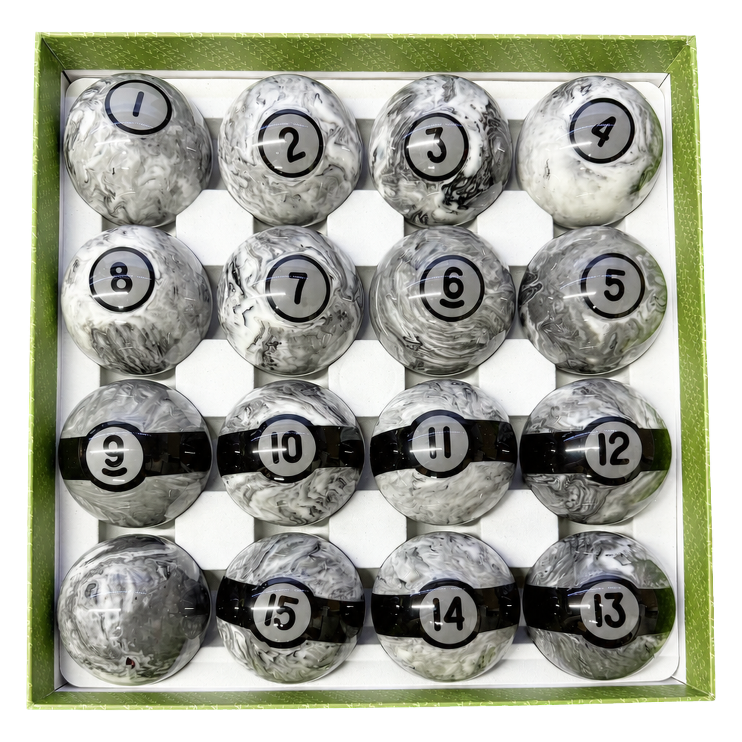 Aska Billiards Pool Boston Numbered Balls Set, 16 Balls Including a Cue Ball, 2 1/4 inch, PB05A