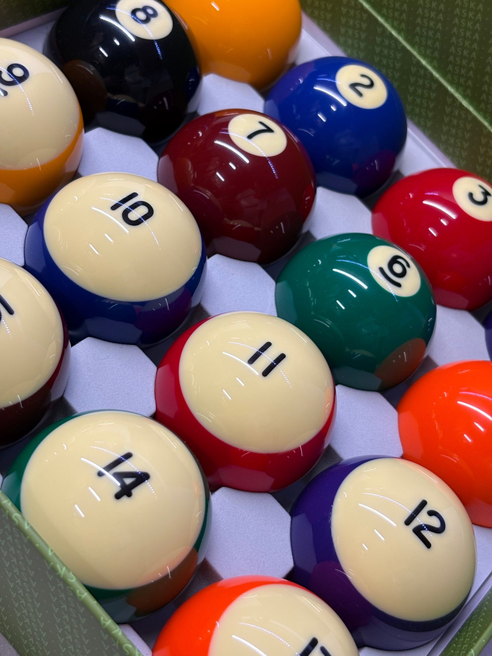 Aska Billiards Pool Boston Numbered Balls Set, 16 Balls Including a Cue Ball, 2 1/4 inch, PB04A - Image 4