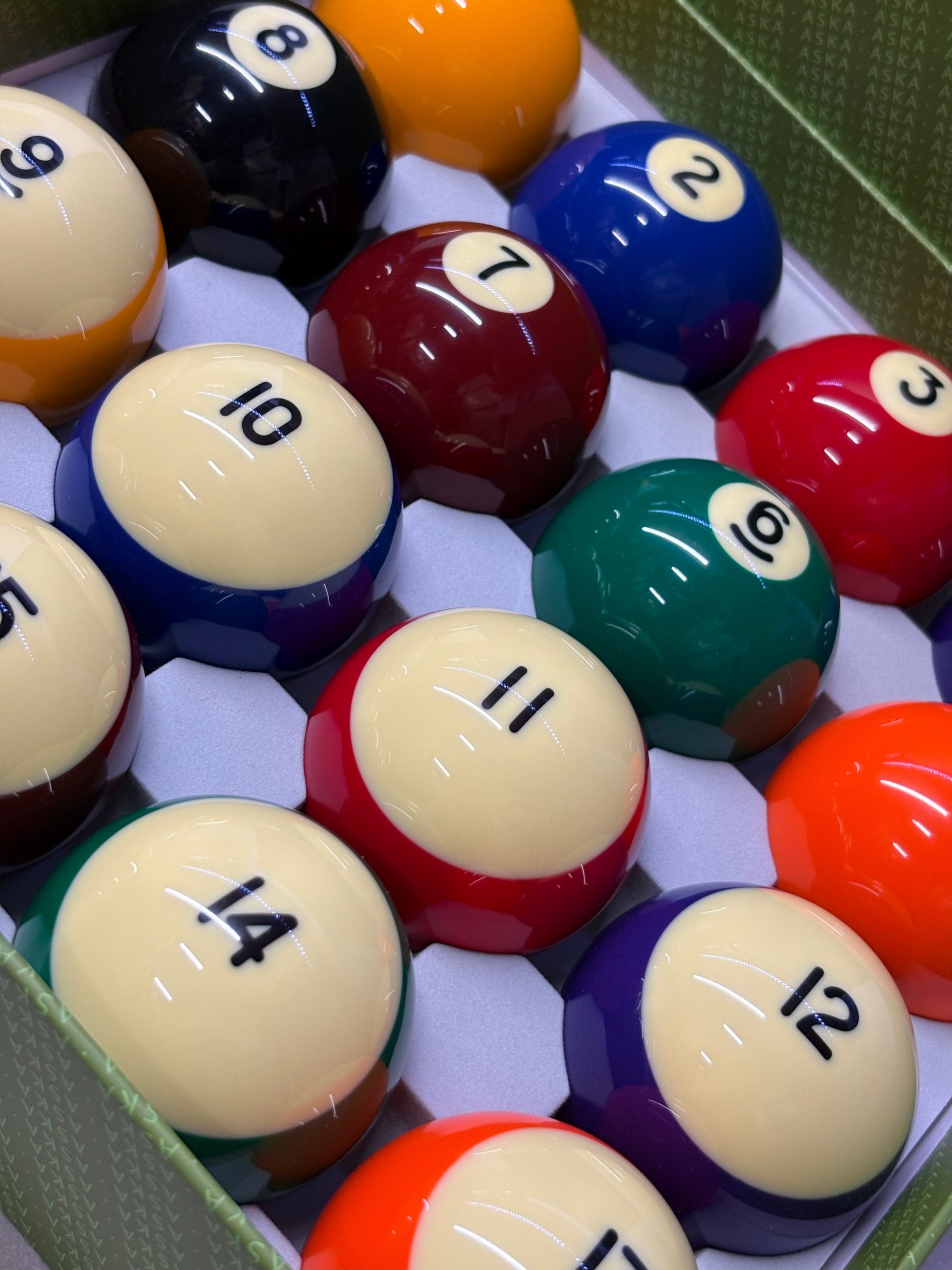Aska Billiards Pool Boston Numbered Balls Set, 16 Balls Including a Cue Ball, 2 1/4 inch, PB04A - Image 5