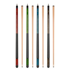 ASKA Set of 4 Pool Cue Sticks 58", Hard Rock Canadian Maple, 13mm Hard Glued On Tip, Mixed Weights and Colors