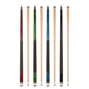 ASKA Set of 4 Pool Cue Sticks 58", 2-Piece Construction, 5/16x18 Joint, Hard Rock Canadian Maple
