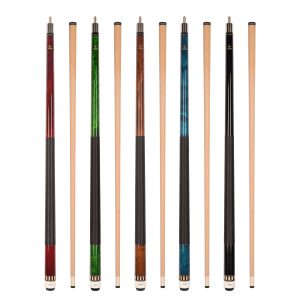 Lot of 6 ASKA Set of 5 Pool Cue Sticks L25, 58" Assembled, 2-Piece Construction, 5/16x18 Joint, Hard Rock Canadian Maple