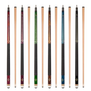 ASKA Set of 6 L7 Pool Cue Sticks 58", 2-Piece Construction, 5/16x18 Joint, Hard Rock Canadian Maple, 13mm Hard Glued On Tip, Mixed Weights and Colors