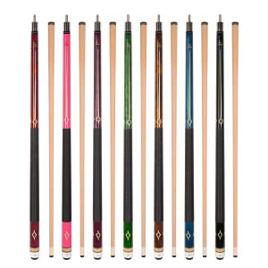 ASKA Set of 7 L7 Pool Cue Sticks 58", 2-Piece Construction, 5/16x18 Joint, Hard Rock Canadian Maple, 13mm Hard Glued On Tip, Mixed Weights and Colors