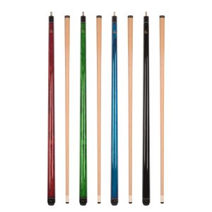 Set of 4 Aska LECN Billiard Pool Cues, 58" Hard Rock Canadian Maple, 13mm Hard Leather Tip, Mixed Weights and Colors