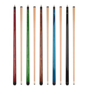 Set of 5 Aska LECN Billiard Pool Cues, 58" Hard Rock Canadian Maple, 13mm Hard Leather Tip, Mixed Weights and Colors