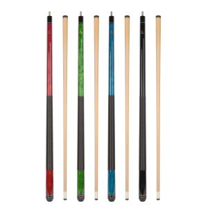 ASKA LEC4 Set of 4 Stained Maple Pool Cues - Nylon Wrap, Color-Coded Weights (18-21oz)