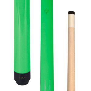 ASKA Neon Green 52" Short Pool Cue – 36", 42", 48", 52", 58" Youth Cue, Maple Shaft, 13mm Tip, 2-Piece