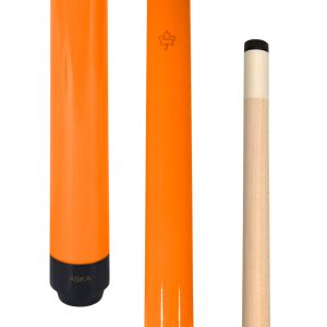 ASKA Blaze Orange 52" Short Pool Cue – 36", 42", 48", 52", 58" Youth Cue, Maple Shaft, 13mm Tip, 2-Piece