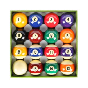 Aska Billiards Pool Boston Numbered Balls Set, 16 Balls Including a Cue Ball, 2 1/4 inch, PB01A