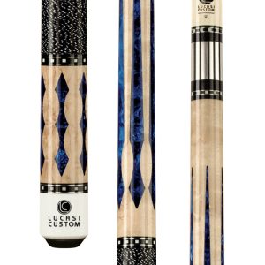 Lucasi Custom LZ2004NB Pool Cue | Natural Birdseye Maple & Blue Luster Inlays